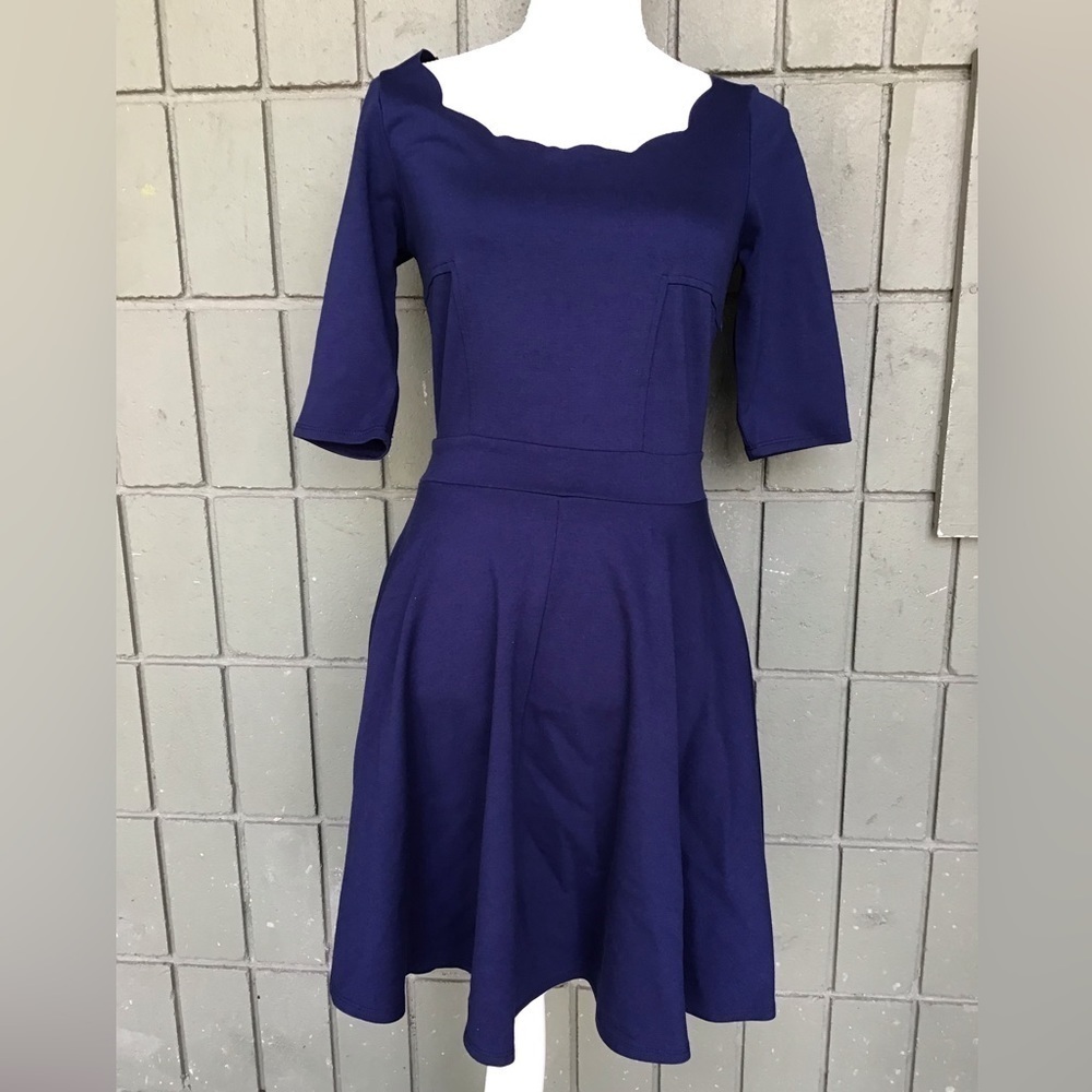Lulus Scalloped Neckline Mini Dress 3/4 sleeve- Size Small